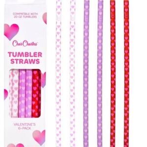 New in box CharCharms 6pk 20oz Valentines Water
Bottle Straws Stanley Tumbler